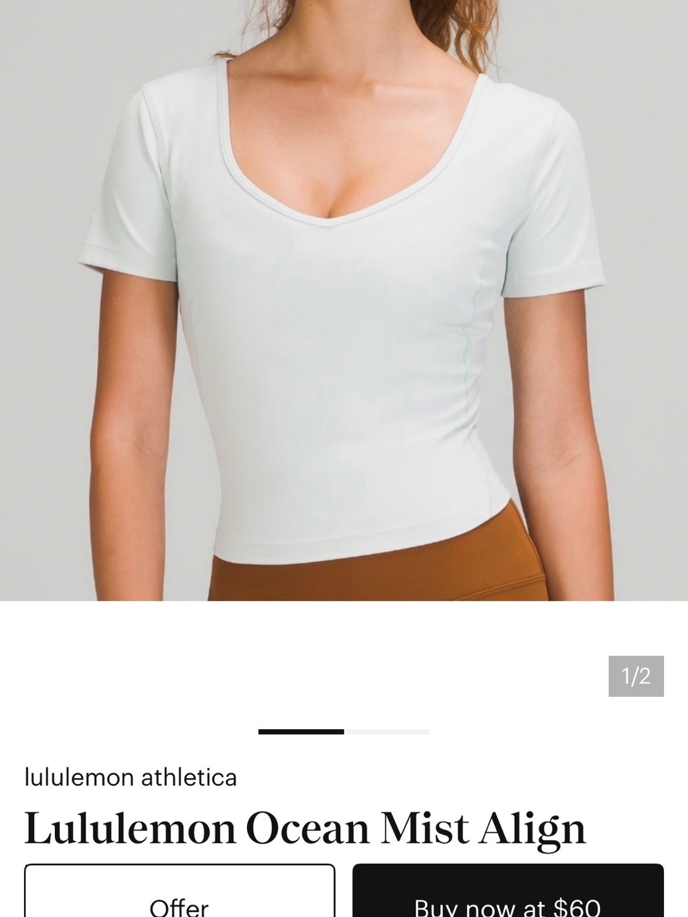 lululemon never worn athletica White Scoop Neck Align Crop Tee